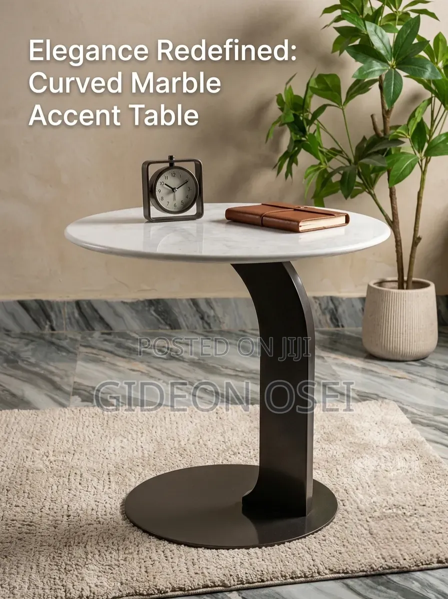 Curved Marble Accent Table