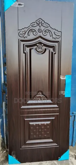 Brown Wooden Steel Door With Accessories