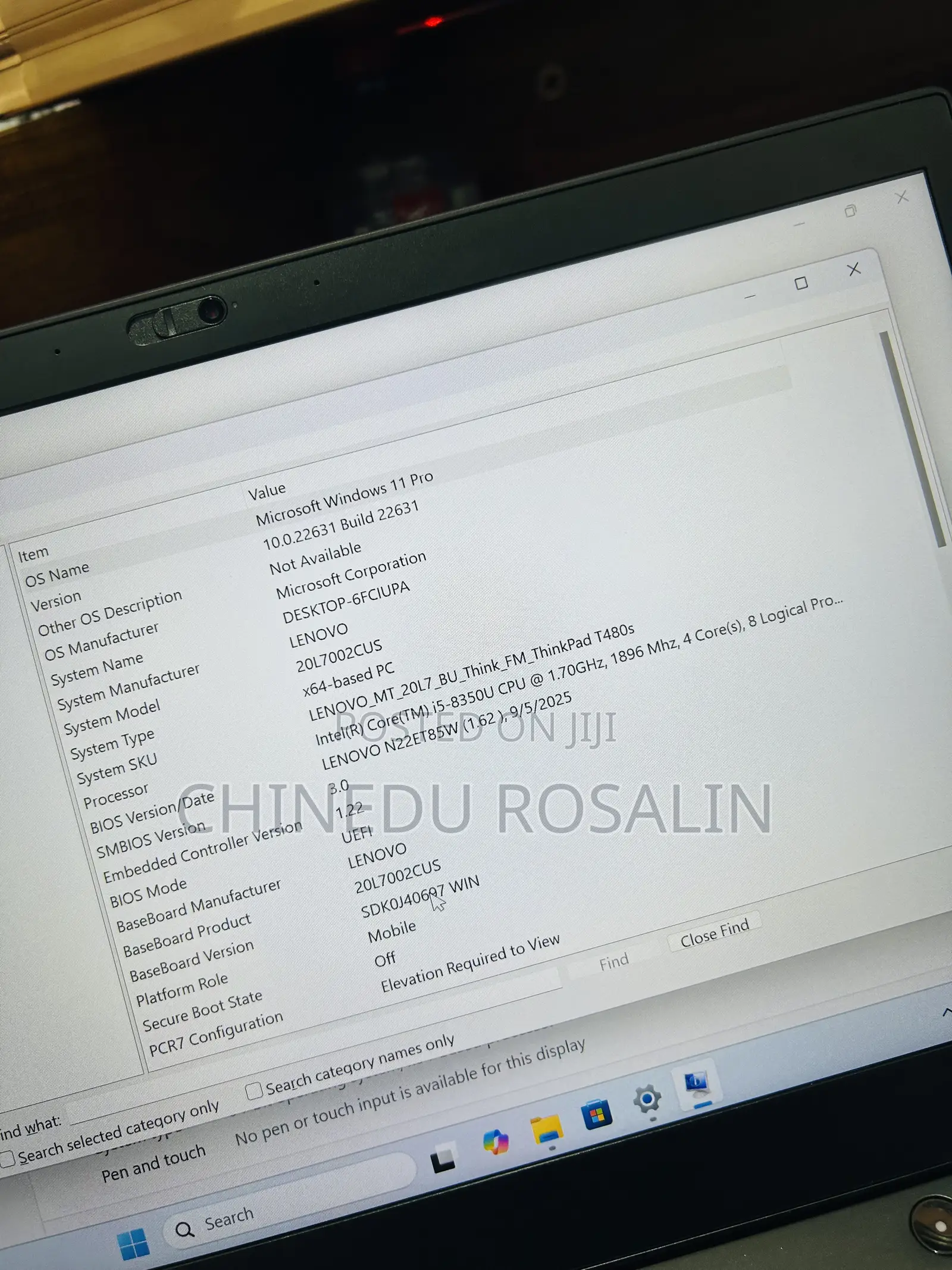 Laptop Lenovo ThinkPad T480s 8GB Intel Core i5 SSD 256GB