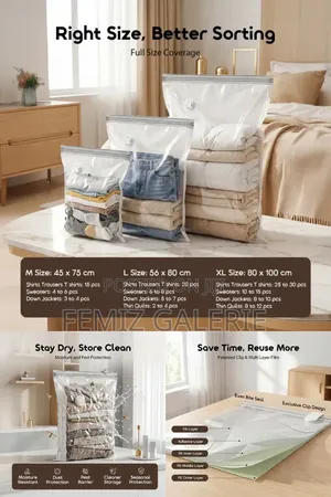 Oraimo Vacease Compact Durable Vacuum Storage Bags-6 PCS