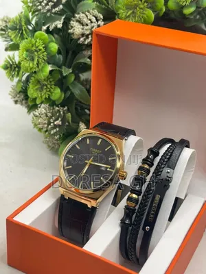 Casio Leather Watch With Stainless Steel Bracelet – Gift Set for Men