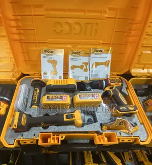 Ingco 2 Pieces Combo Set (Cordless Drill 66nm and Angle Grinder)