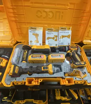 Ingco 2 Pieces Combo Set (Cordless Drill 66nm and Angle Grinder)