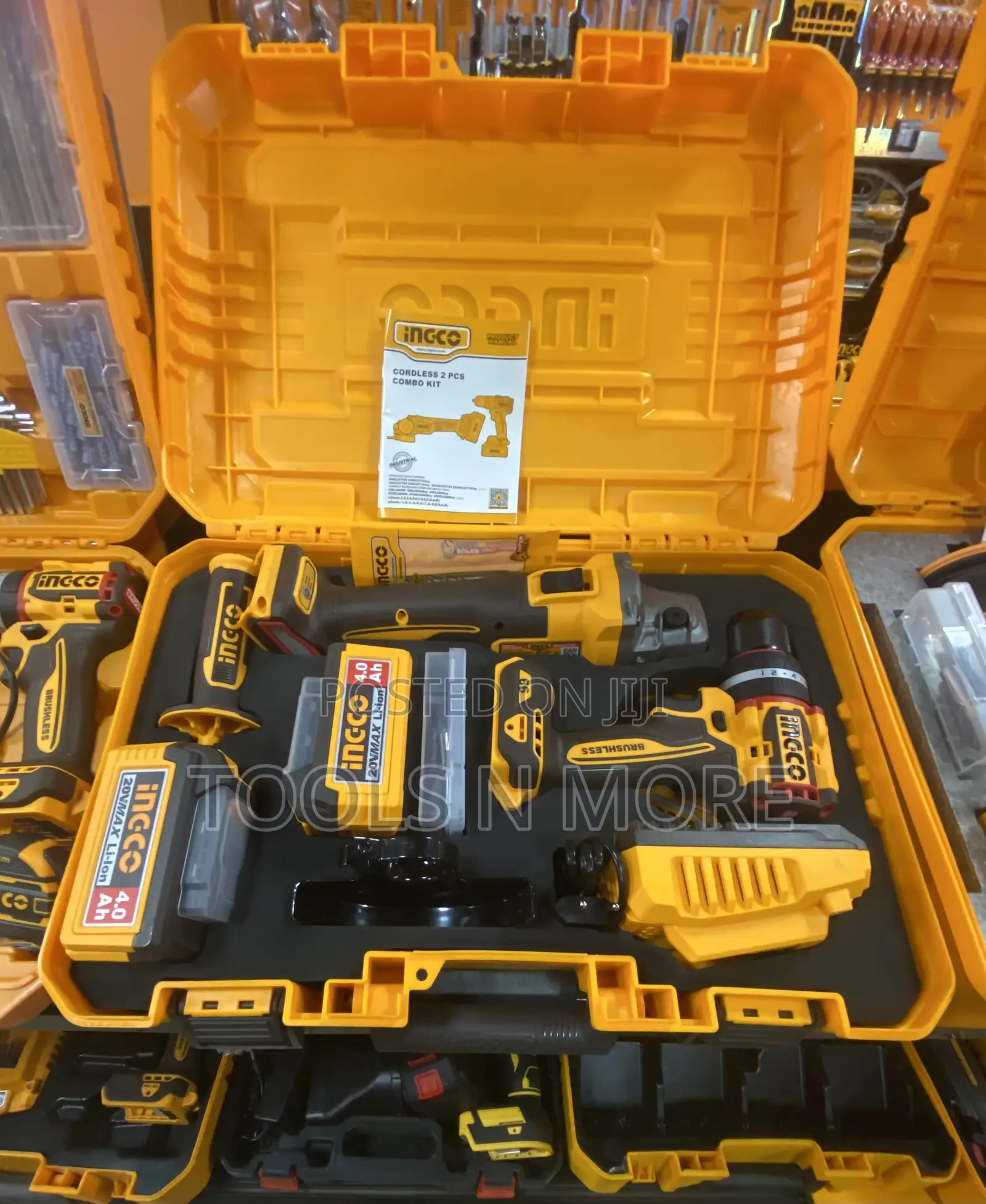 Ingco 2 Pieces Combo Set (Cordless Drill 66nm and Angle Grinder)