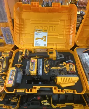 Ingco 2 Pieces Combo Set (Cordless Drill 66nm and Angle Grinder)