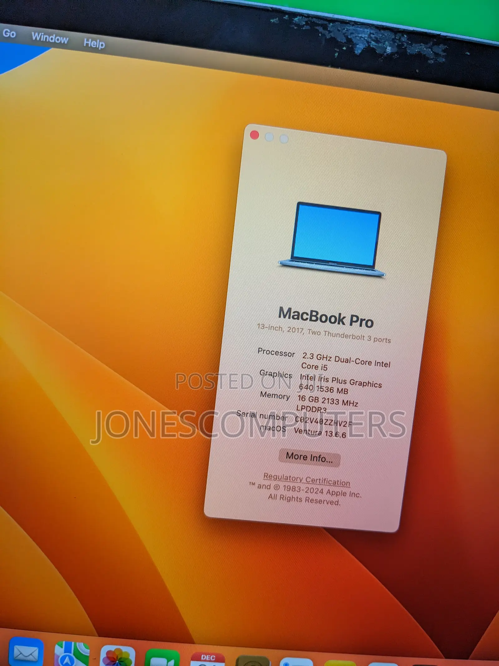 Laptop Apple MacBook Pro 2017 16GB Intel Core i5 SSD 256GB