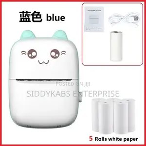 Rechargeable Portable Mini Printer With 5 Rolls Paper