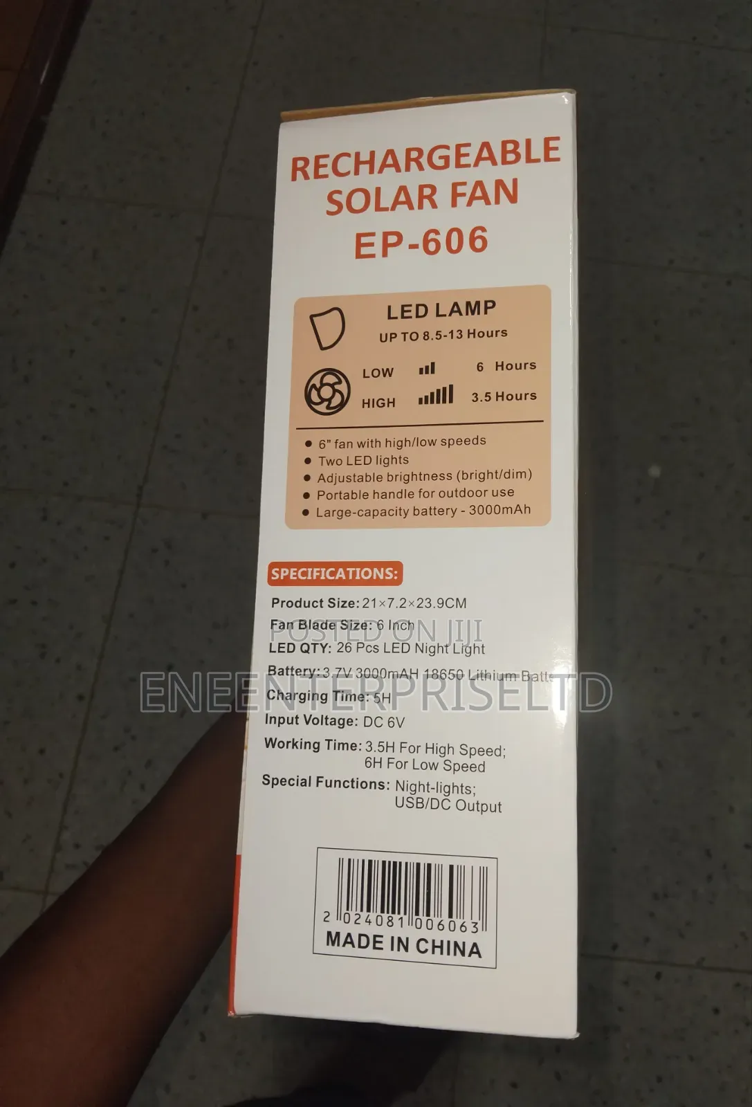 Rechargeable Solar Fan