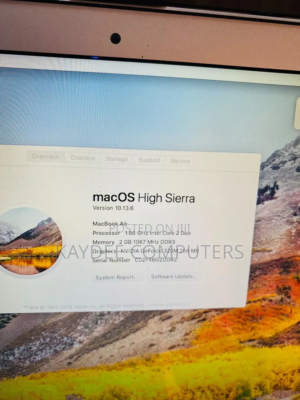 Laptop Apple MacBook Air 2010 4GB Intel Core 2 Duo SSD 60GB