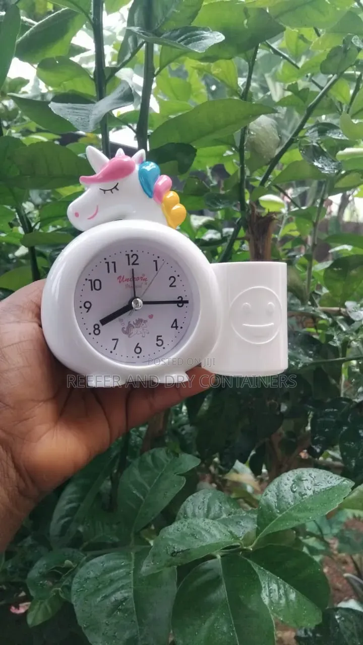 Unicorn Kids Clock With Pencil Holder