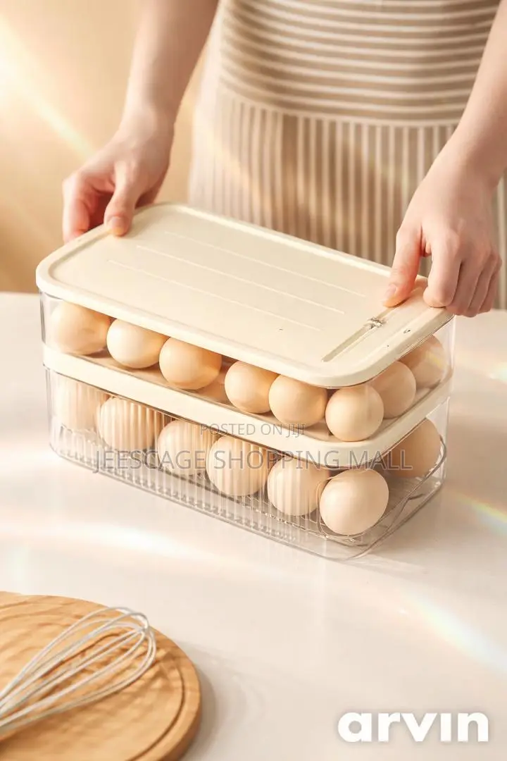 2-Tier Stackable Clear Egg Storage Container With Lid