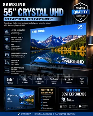 Samsung 55” Crystal Uhd Smart TV
