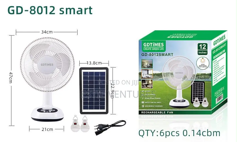 Solar Rechargeable Fan