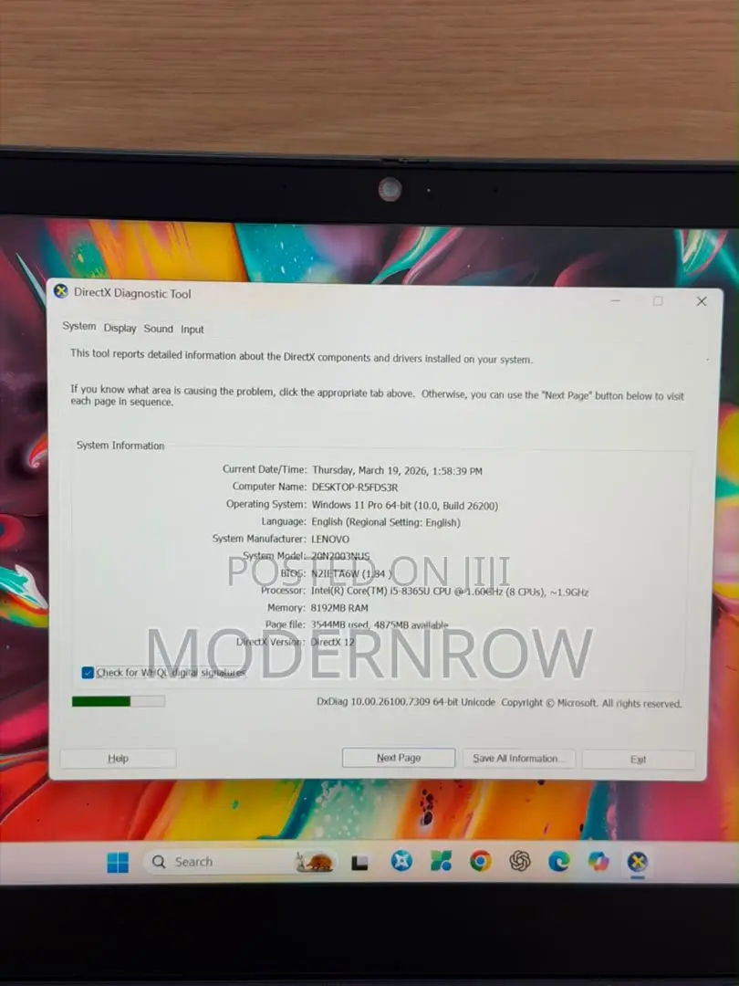 Laptop Lenovo ThinkPad T490s 8GB Intel Core i5 SSD 256GB