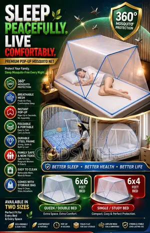 Premium Foldable Pop-Up Mosquito Net –Strong Durable | All Bed Sizes