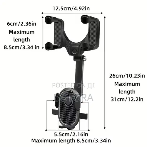 360° Rotatable Car Rearview Mirror Phone Holder – Adjustable Universal