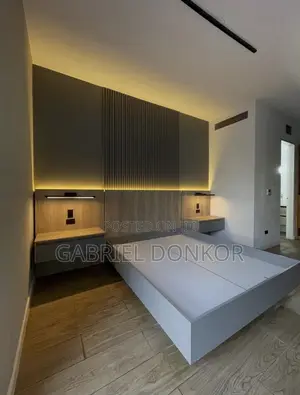 Floating Bed With Back Wall Cladding Light System