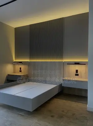 Floating Bed With Back Wall Cladding Light System
