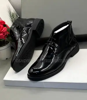 Men’S Premium Black Patent Leather Mirror Chukka Boots