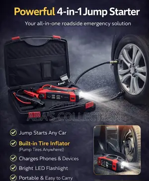 Car Emergency Kit 4-in-1 (Tire Inflator, Jump Starter, Power Bank)