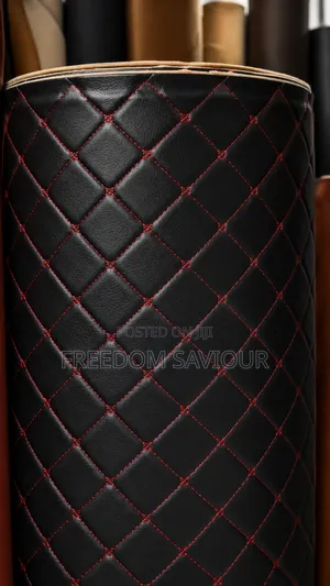 Premium Grey Diamond Quilted Upholstery Leather Fabric