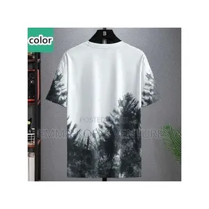 Dou-Color Men's 2-in-1 Short Sleeved T-Shirt and Pants Set - Black