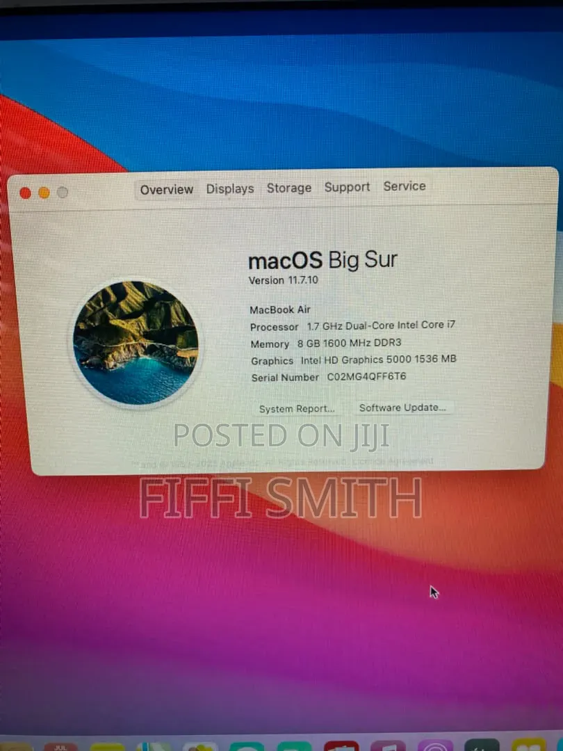 Laptop Apple MacBook Air 2013 8GB Intel Core 7 SSD 500GB