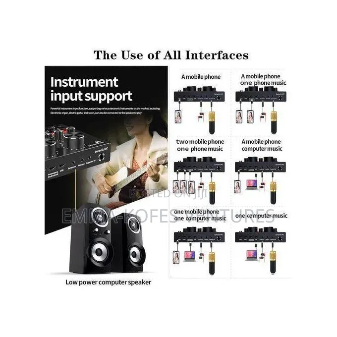 Mythco V8 Live Sound Card Podcast Equipment Bundle Bm-800