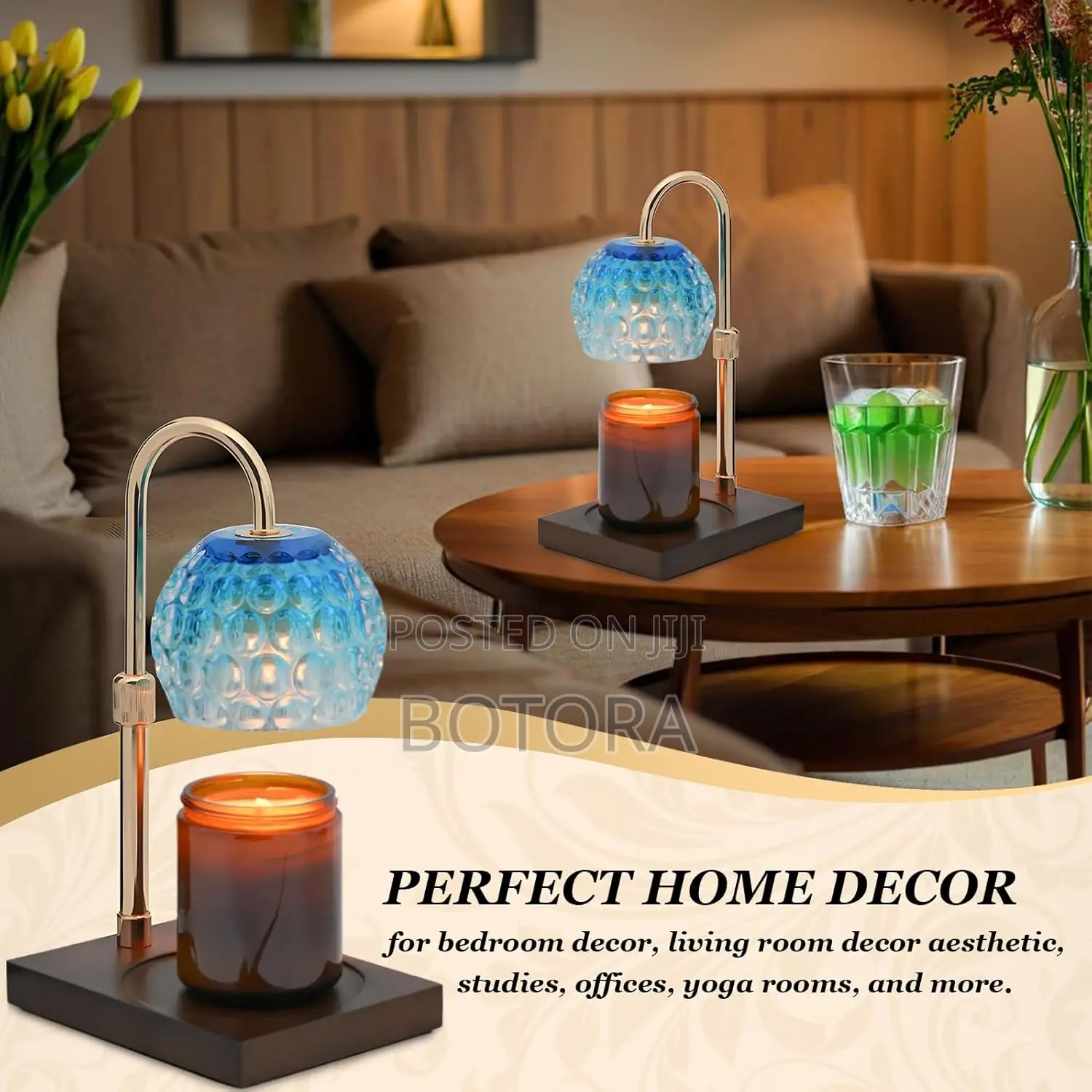 Candle Warmer Lamp With Timer Dimmer + Scented Candle (Blue Purple)