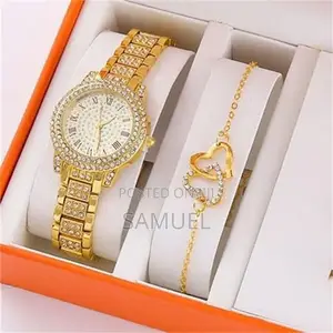 Ladies Waterproof Party Gift High-End Watch + Bracelet 2-Piece Set