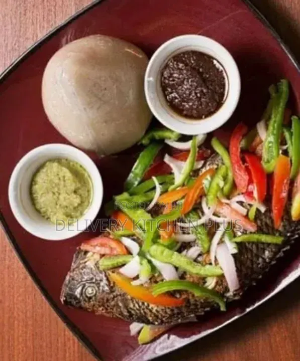 Banku Tilapia + Fresh Fruit Juice
