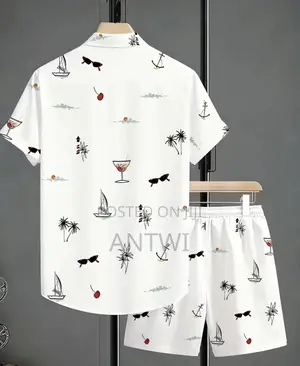 Men’S Fashion Summer Collar Shirt Set and Comfortable Shorts