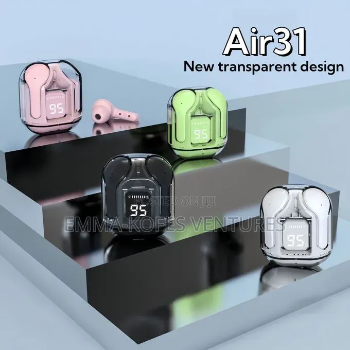 Wireless Bluetooth 5.3 In Ear Transparent Earphones - Black