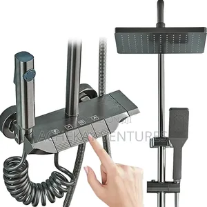 Luxury Thermostatic Rain Shower Set – Matte Black
