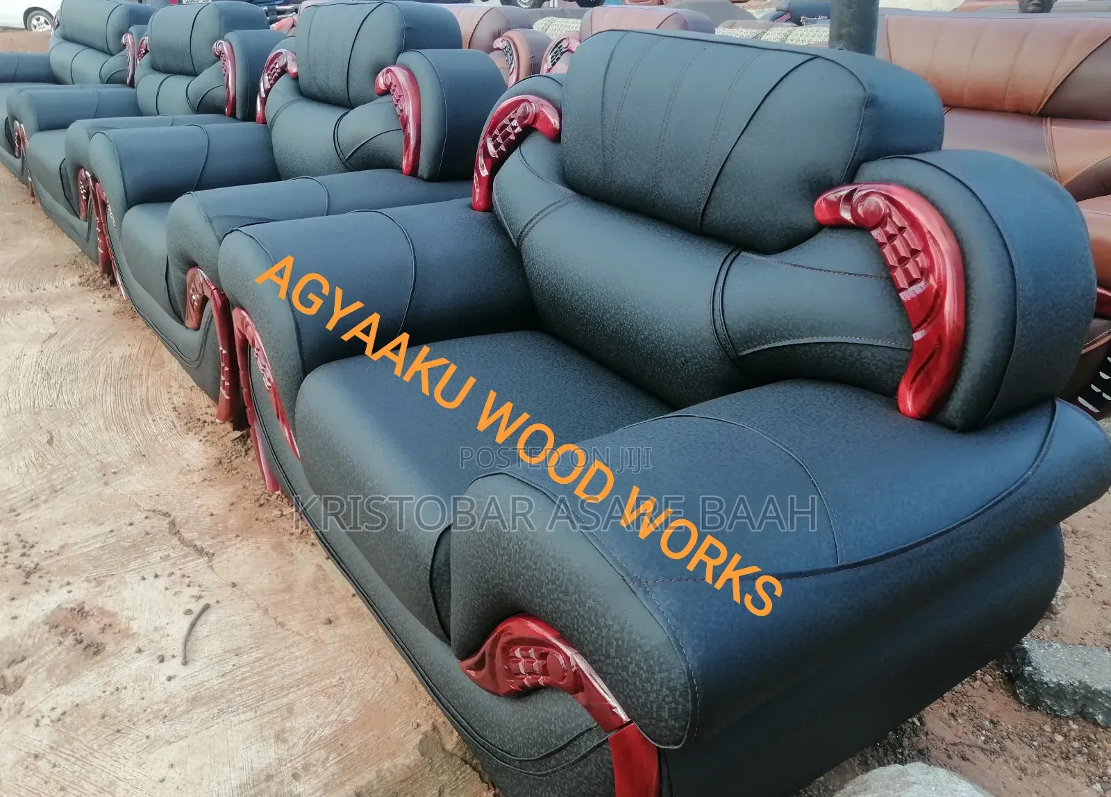 Quality Black Leather Sofa Set