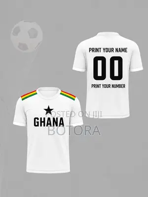 Ghana-Themed Soccer Jersey Short-Sleeve Top With Star and Letter