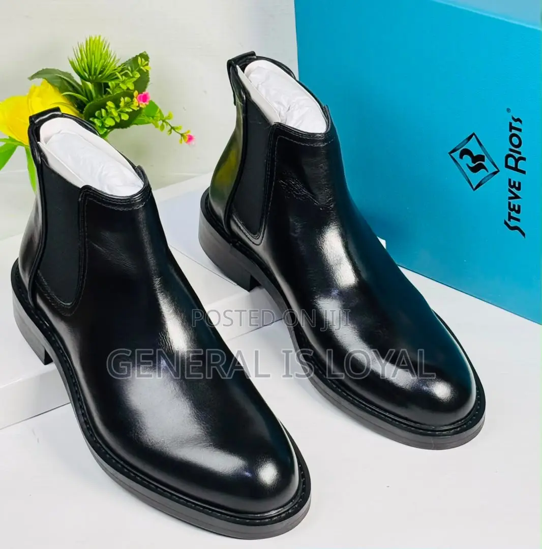 Steve Riots Black Men’S Leather Chelsea Boot