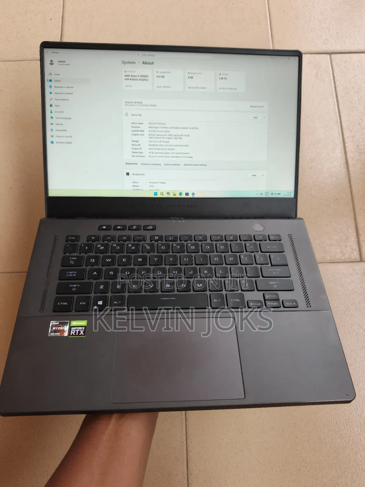 Laptop Asus ROG Zephyrus G15 GA503QR 16GB AMD Ryzen 9 SSD 1.5T