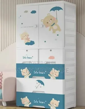 Kids Wardrobe With Hanging Rack and 4 Drawer Design