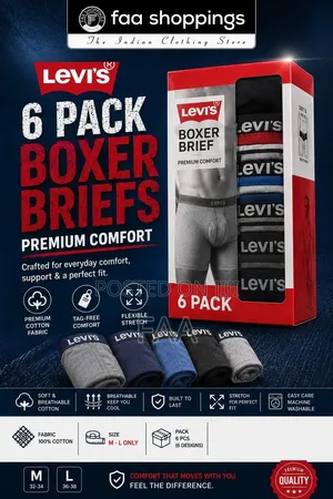 Levi's Men's Boxer Brief Cotton Fabric 6pack