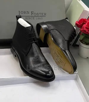 John Foster Black Grain Leather Chukka Boots