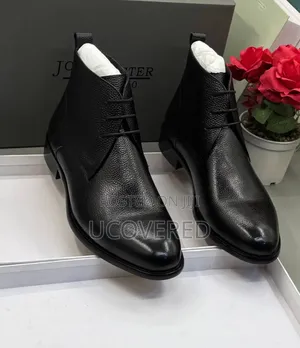 John Foster Black Grain Leather Chukka Boots