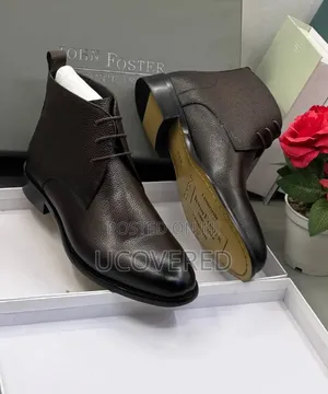 John Foster Black Grain Leather Chukka Boots