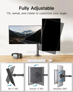 Fully Adjustable Dual Monitor Screen Mount Stand - Office Gaming Work