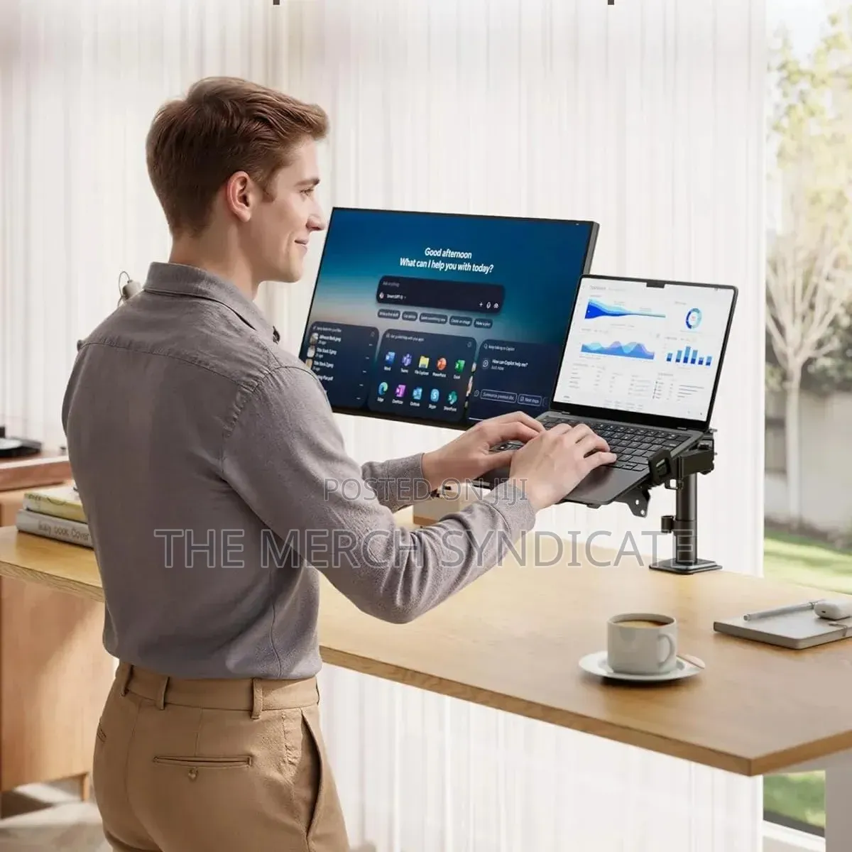 Laptop/Tablet/iPad + Monitor Screen Mount Stand - Office Gaming Work