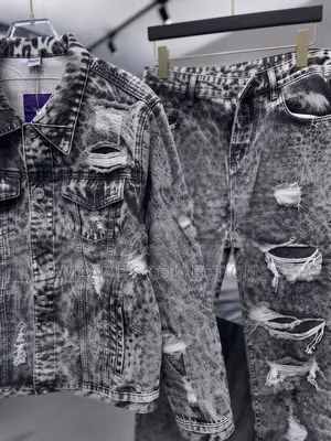 Men’S Vintage Denim Jeans Jacket Top and Down Set