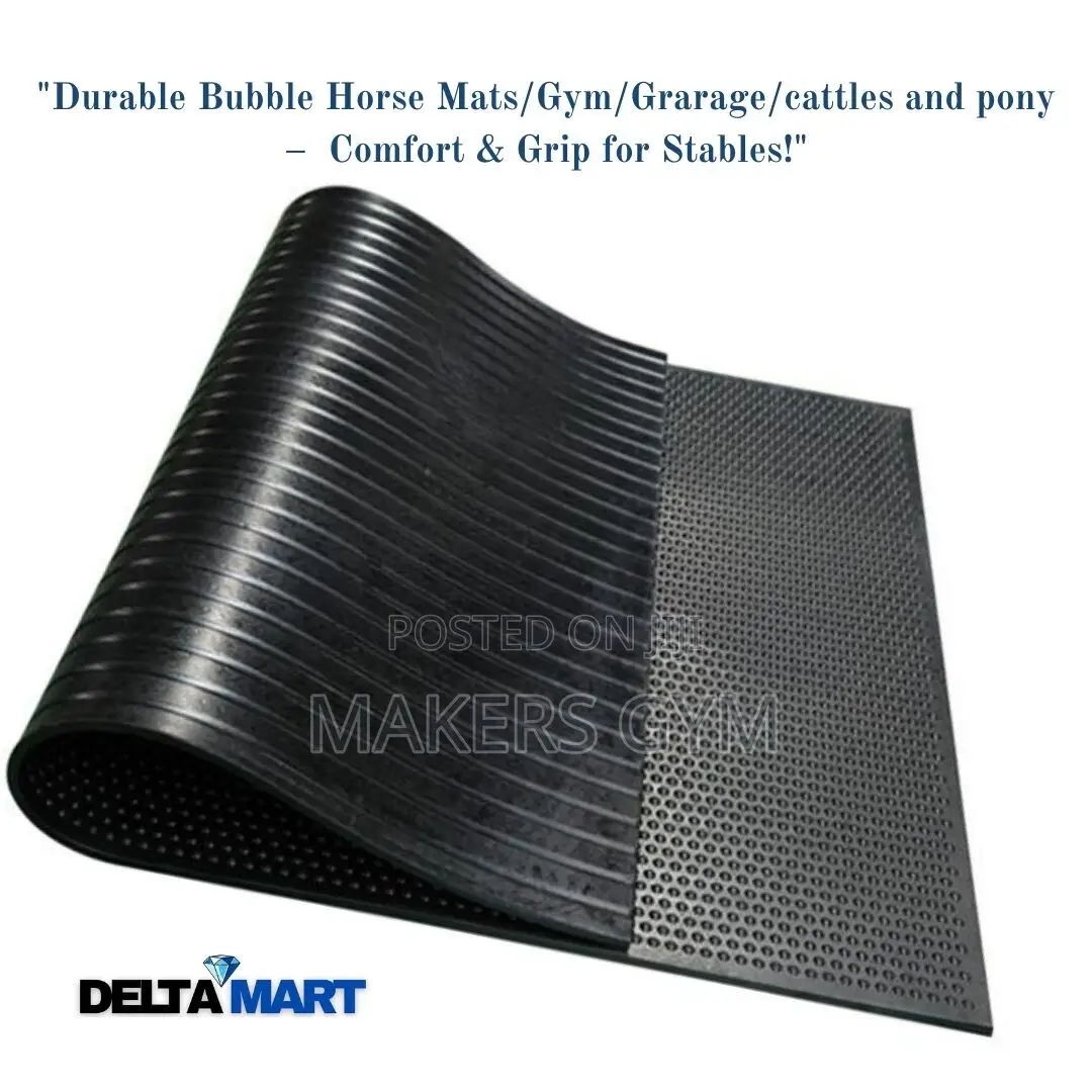 Pro Heavy Duty Large Rubber Gym Black Grooved Mat Commercial Flooring