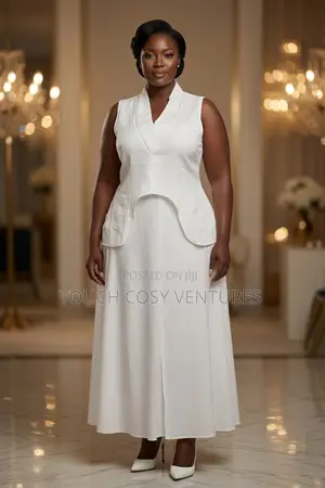 Elegant White Structured Vest Maxi Dress ( Xl, 2xl)