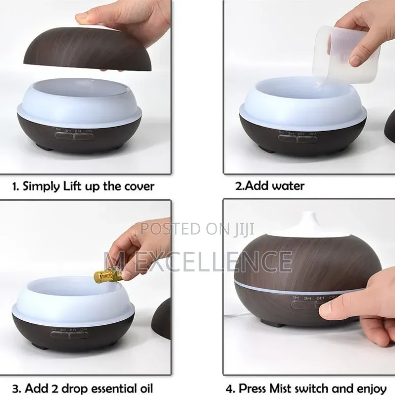 Aroma Diffuser With Remote and Lights - Wooden Humdifier