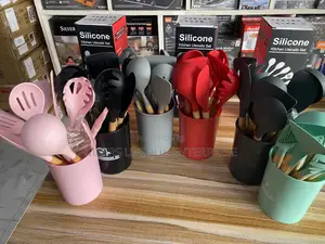 12pcs Silicone Non Stick Ladles Set With Holder